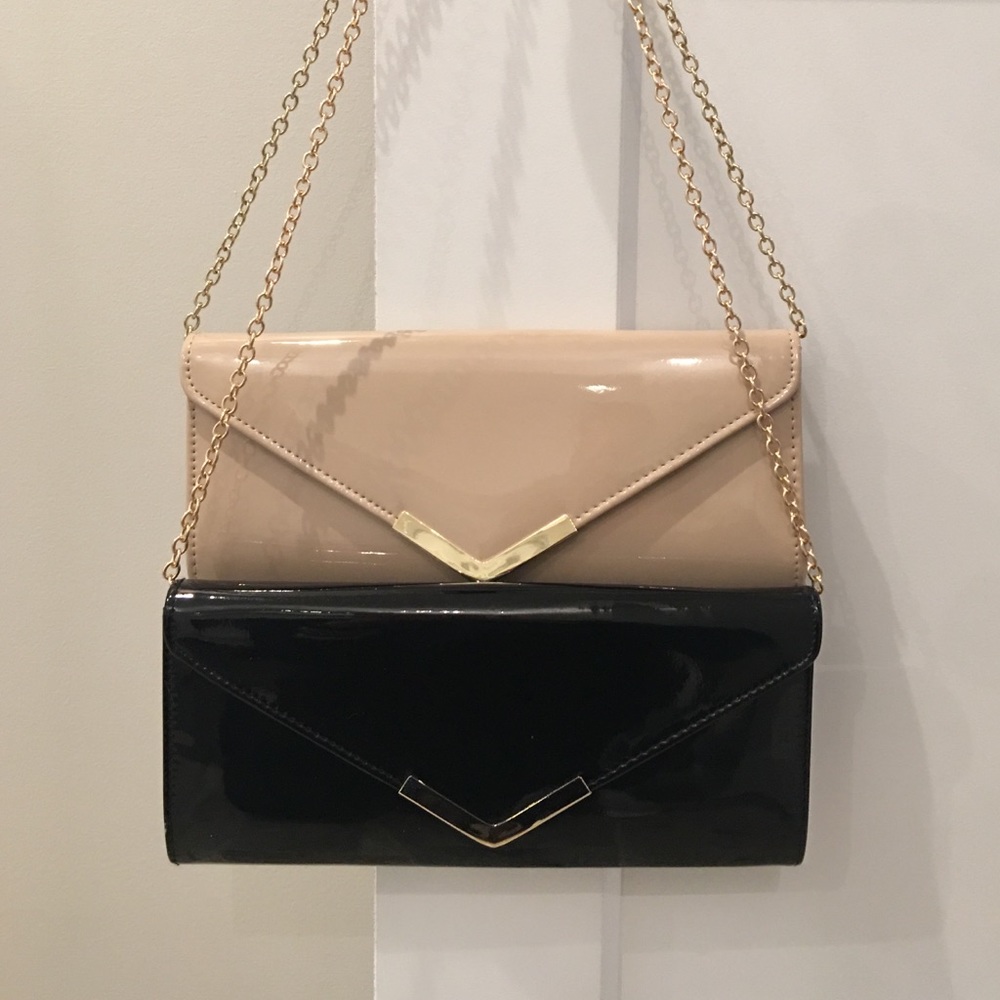 Nude and Black Patent Evening Bags